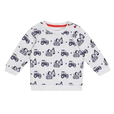 bluezoo Baby boys' grey tractor sweater